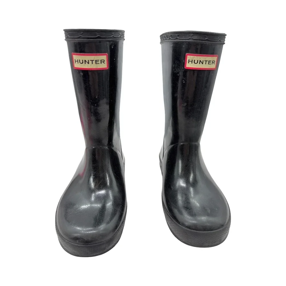 Hunter Kids Rain Boots Size US 10 Blue Gloss First Classic Pull On Wellies‎